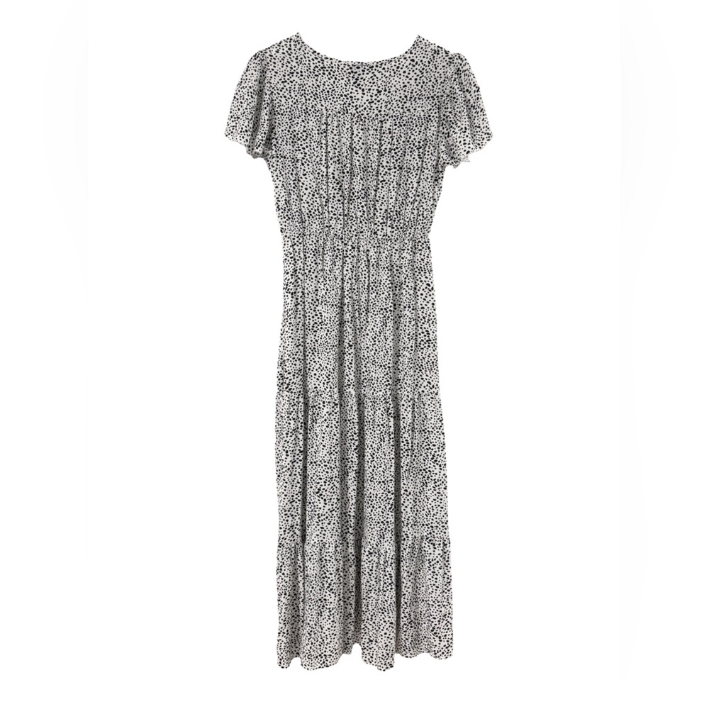 Black and White Dalmatian Print Tiered Ruffled Viscose Sundress Dress - Picture 7 of 9